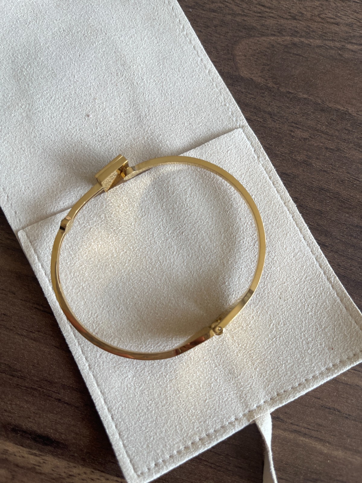 Golden Bangle bracelet with black square accent