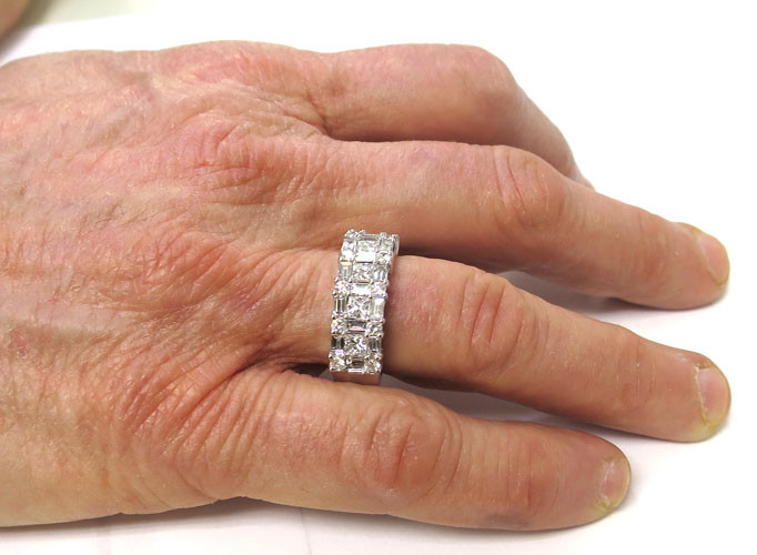 2.62 ct Princess Round & Baguette Diamond Wedding Ring 14K White Gold Band #322
