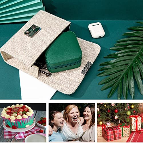 Travel Jewelry Case and Organizer with Mirror – Gift for Women and Girls Green