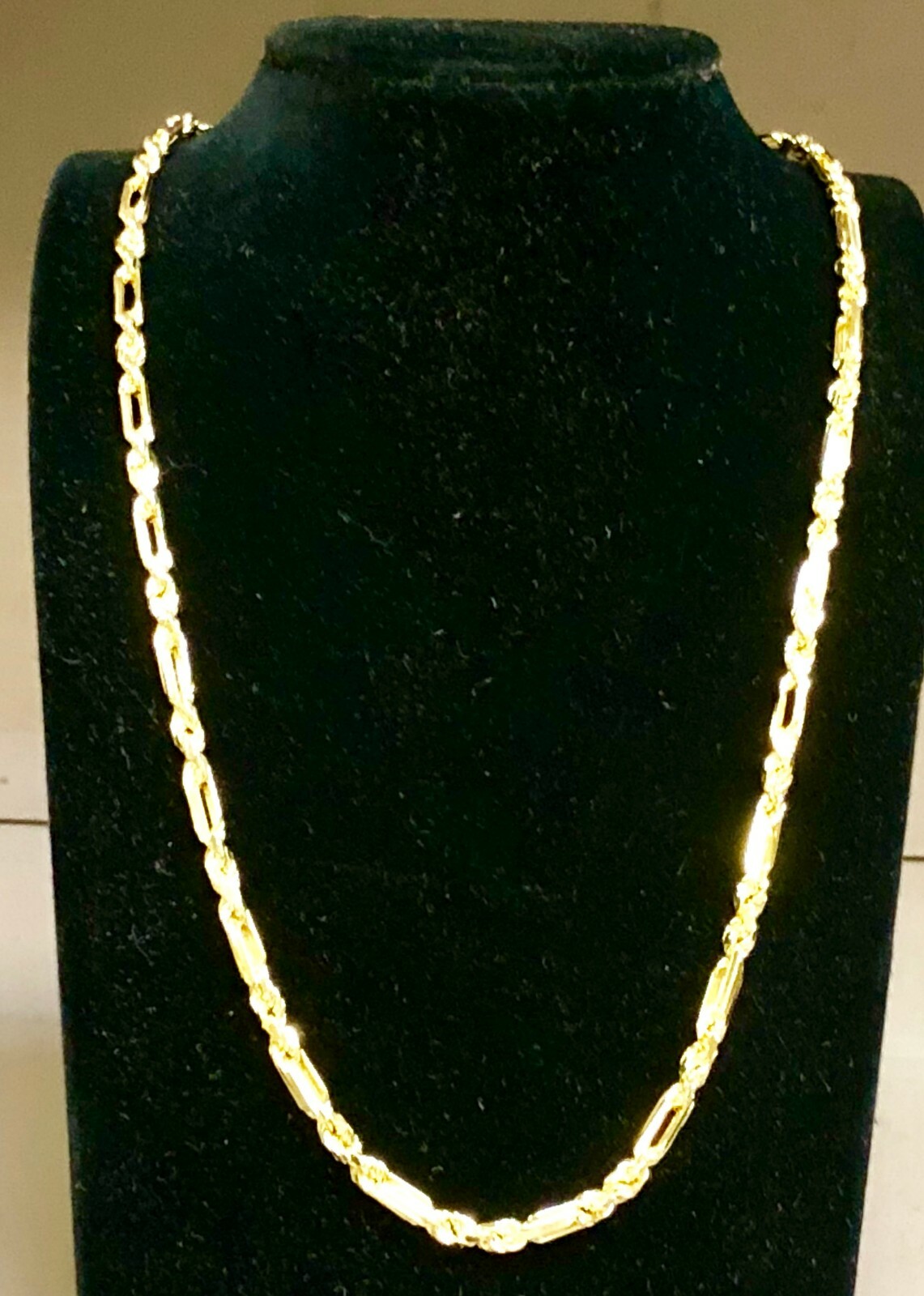 14k Yellow Gold 24″ 4.3 mm Diamond Cut Figarope Link Chain/Necklace 31 Grams