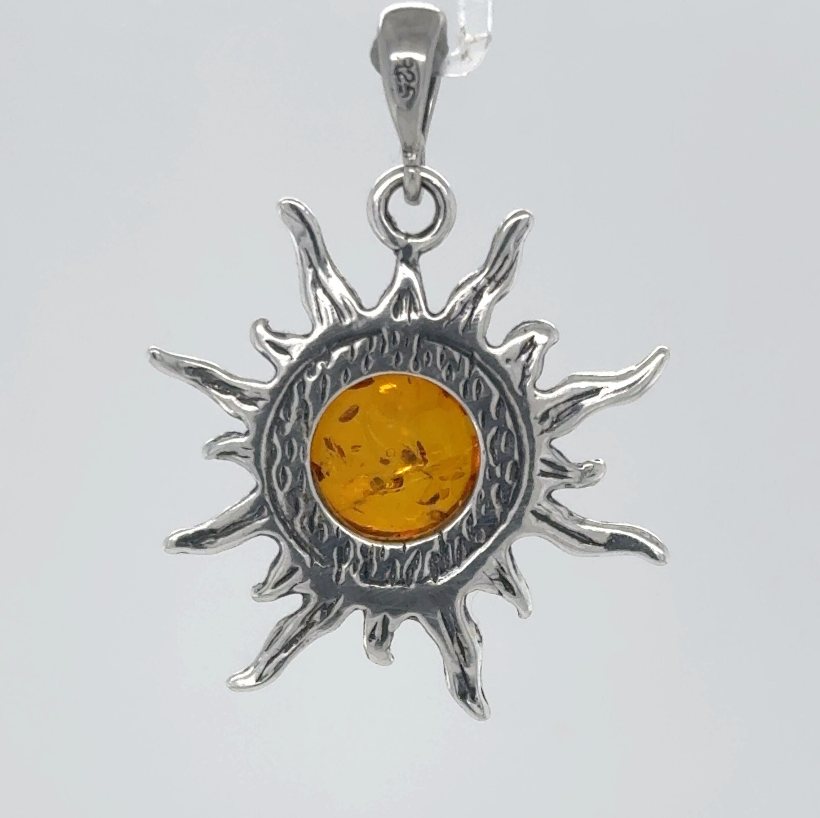 Cognac / Brown BALTIC AMBER Sun Star Pendant 925 STERLING SILVER Natural #2417e