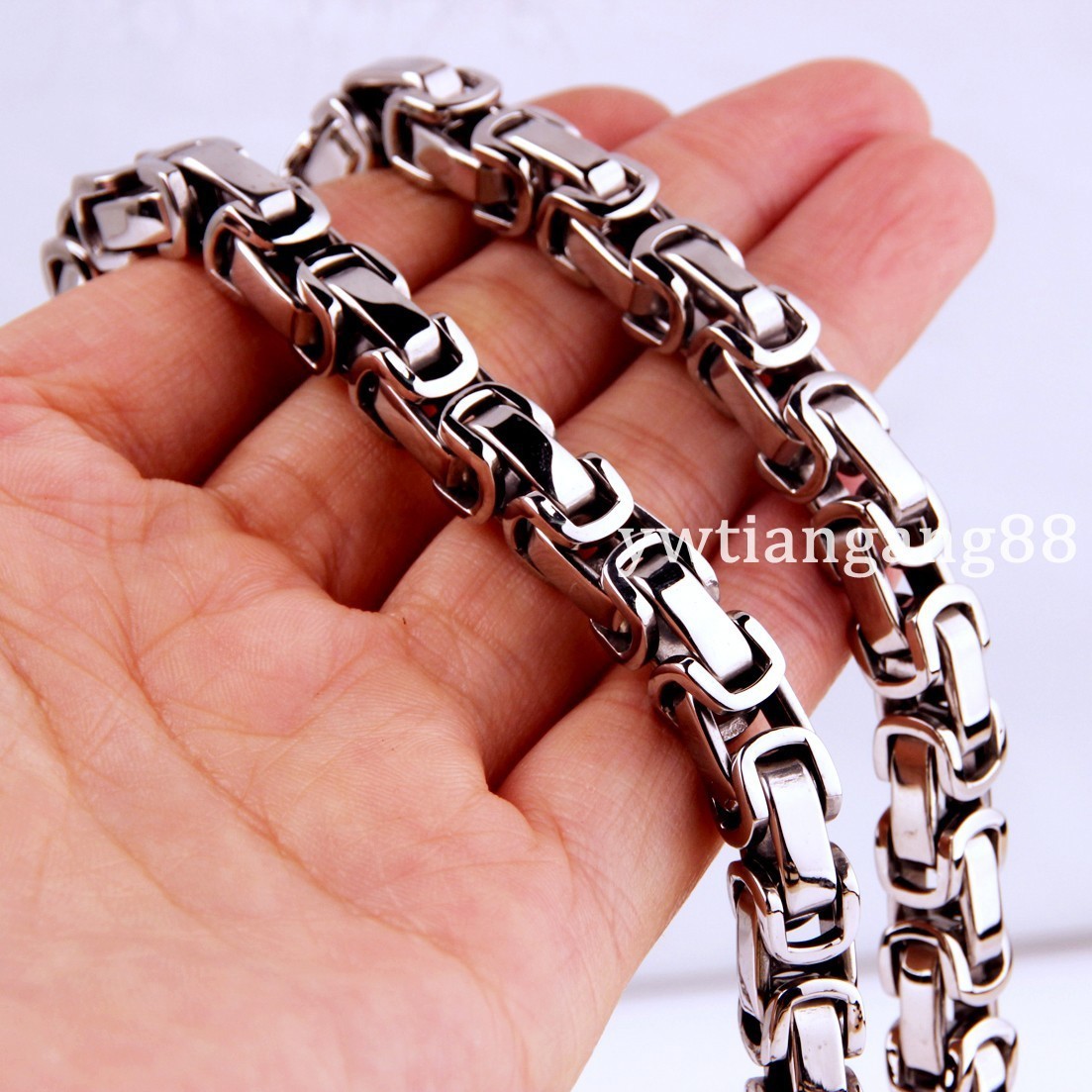 16~40″ 4/5/8mm Stainless Steel Men Womens Byzantine Box Chain Necklace Link