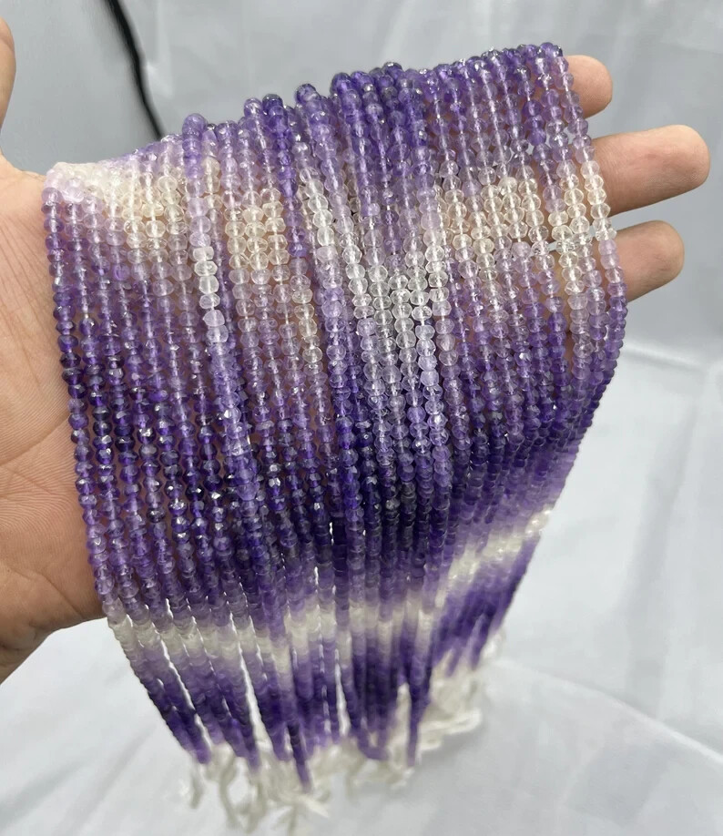 AAA+ Amethyst Shaded Faceted Rondelle Beads 4mm African Amethyst Bead 13 Inch