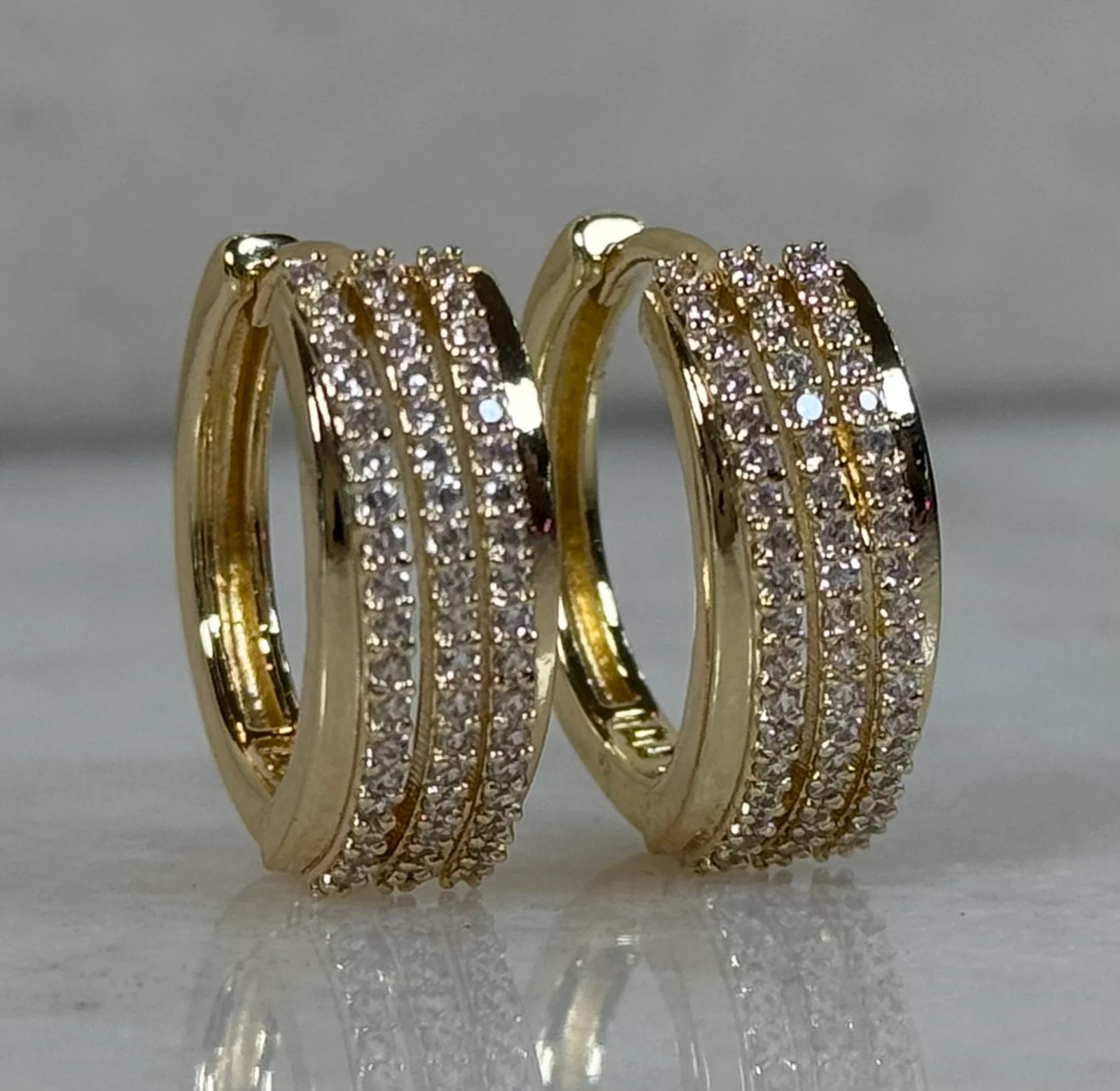 CZ Hoop Earrings Style 9