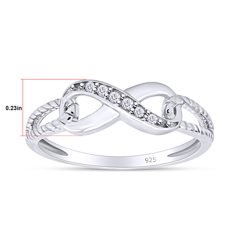 Infinity Diamond Ring White Gold Plated / 0.05 ct, I-J Color, I2-I3 Clarity