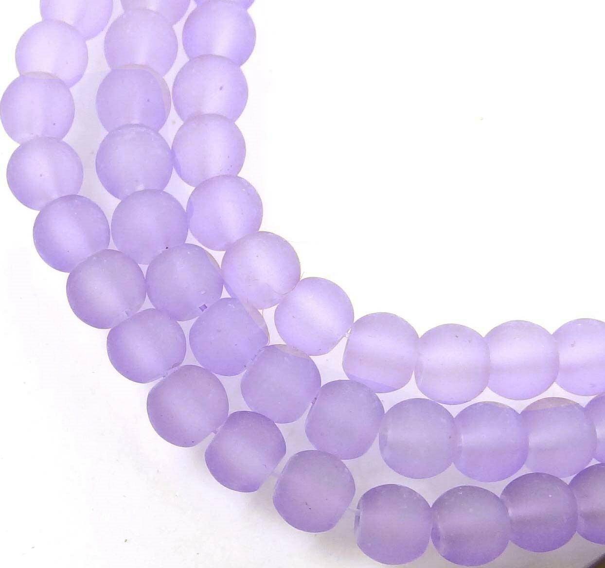 50 Czech Frosted Sea Glass Round / Rocaille Beads Matte – Lavender 6mm
