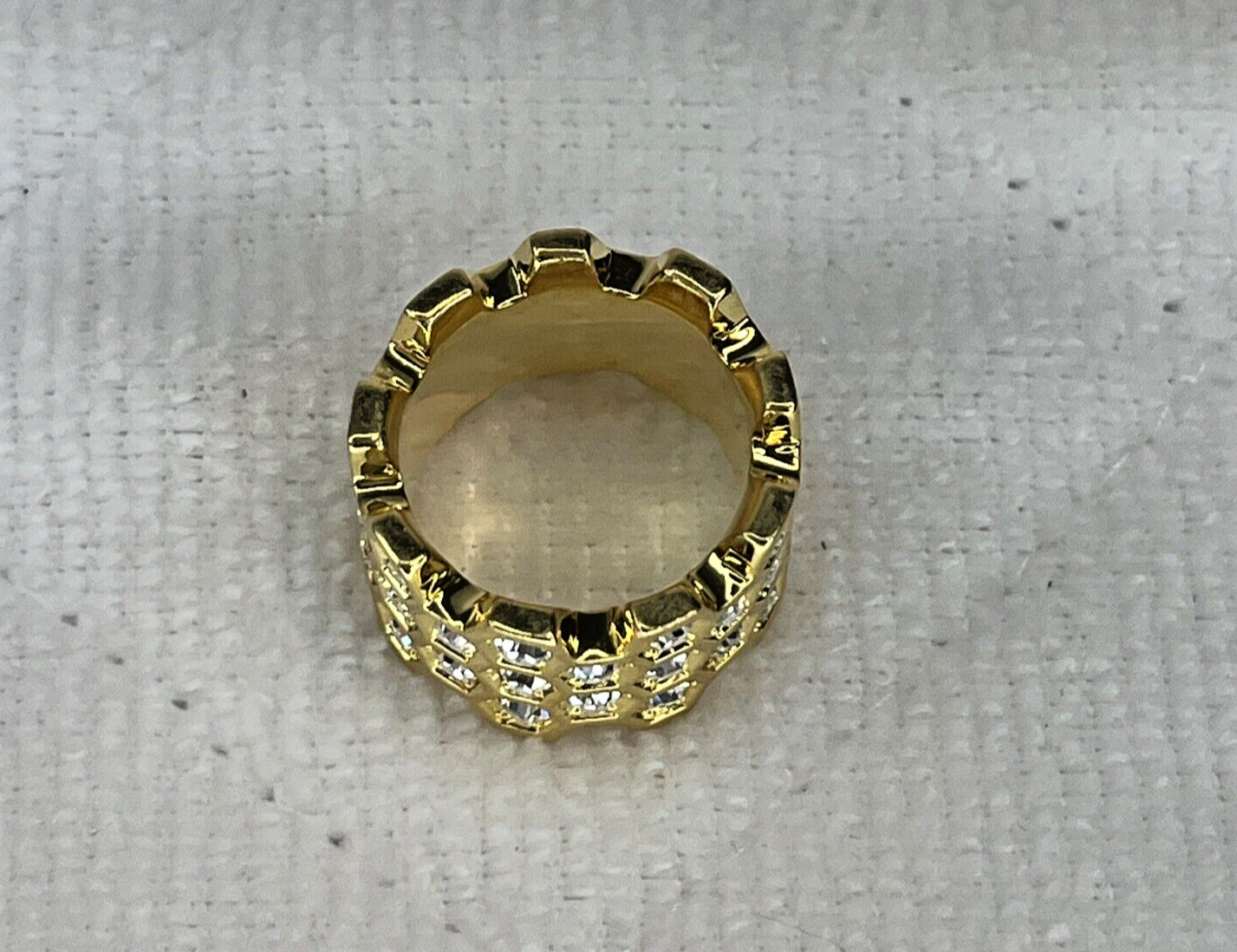 Honey Comb Eternity Multi Bezel, Round Clear Crystals PMJ China Gold Tone Sz 7