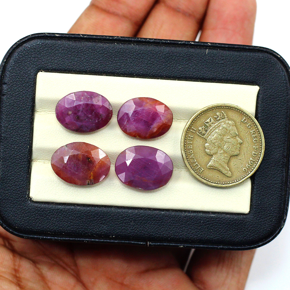 4 Pcs Natural African Ruby Untreated 14.7mm-15.7mm Oval Cut Loose Gemstones Lot