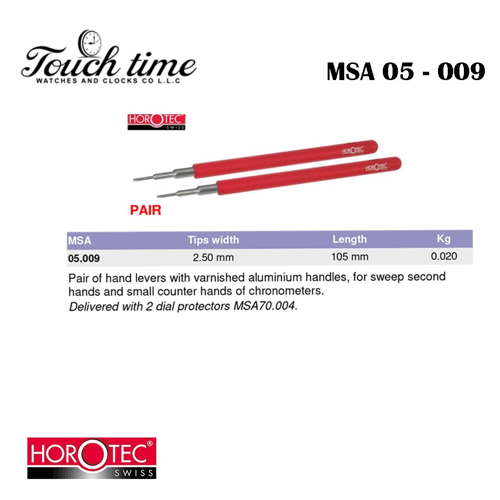 HOROTEC msa05.009, Hand Levers, Tips Width 1mm, 2x MSA 70.004 Included, L 105mm.