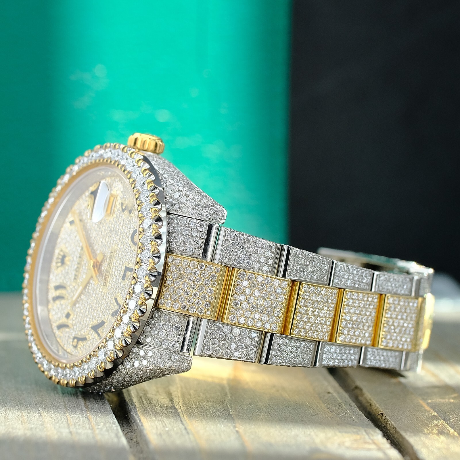 ROLEX MENS DATEJUST II 126333 MENS WATCH 41MM FULL LOADED ICED OUT APPROX 14CTS
