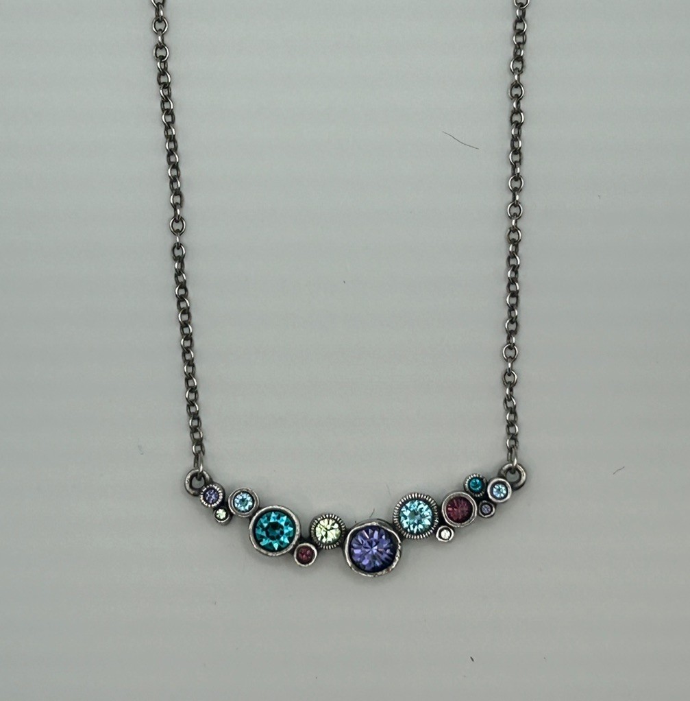 Signed Patricia Locke Necklace with multi-color crystals.