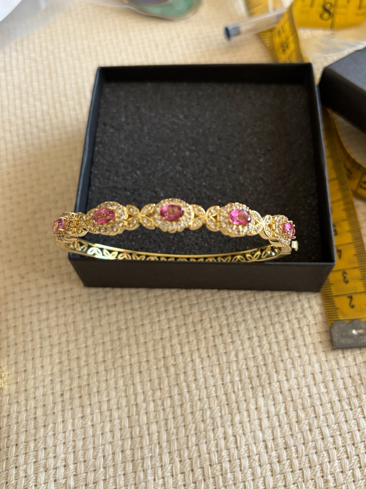 Woman’s Pink Mystic Topaz 18K Gold Plated Cross Necklace Bracelet 7.36ctw