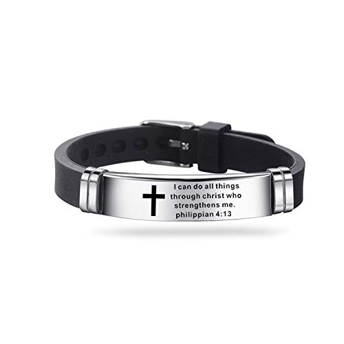 Inspirational Christian Cross Bracelet Bible Verse Bangle Religious Gift