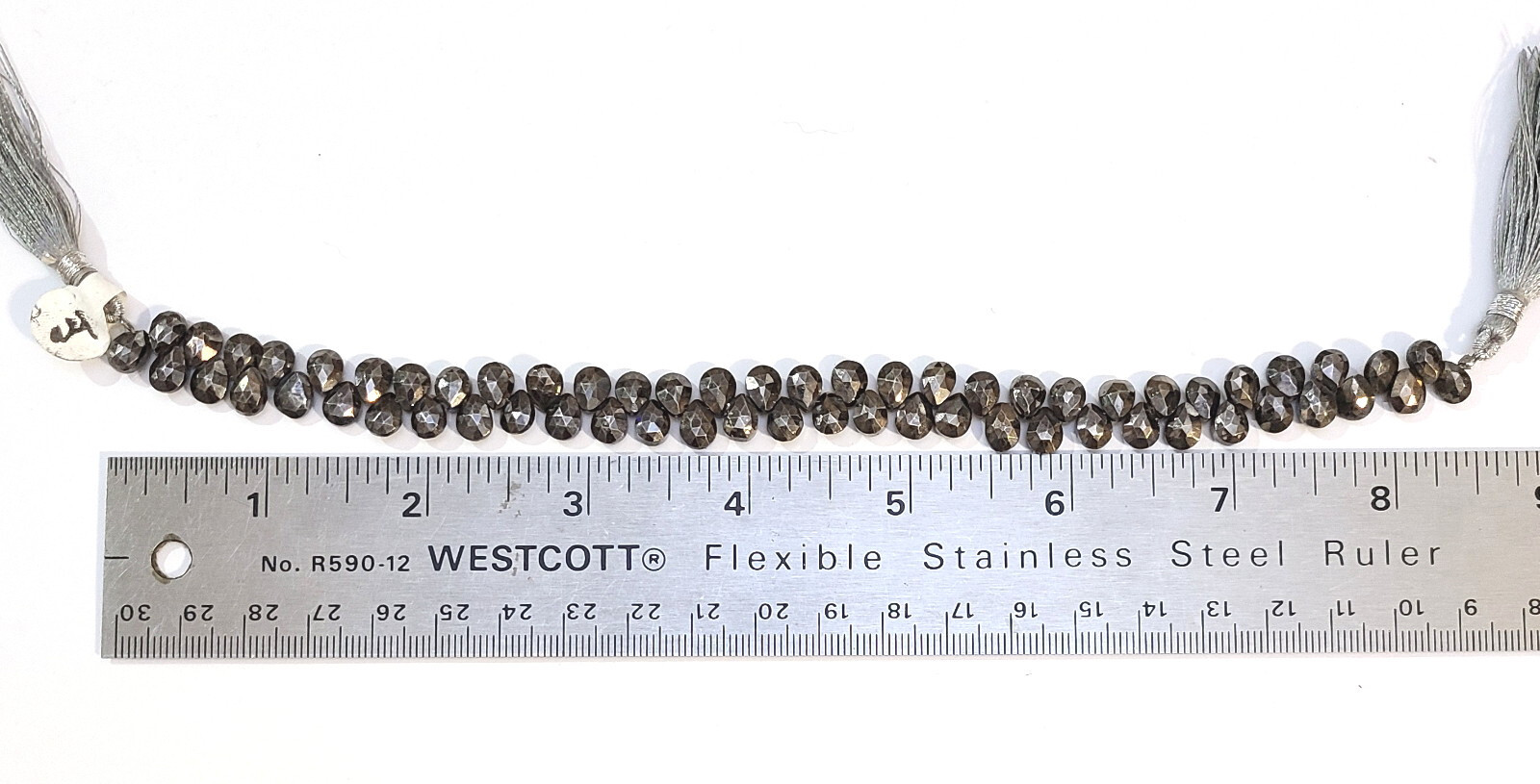 1 Strand Titanium-Plated Pyrite Faceted Tear Drop Pear Briolette Beads 4x7mm 8.5