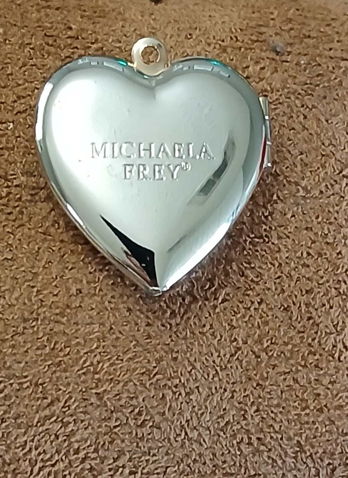 Michaela Frey Heart Locket Pendant Floral Enamel Gold Tone Signed