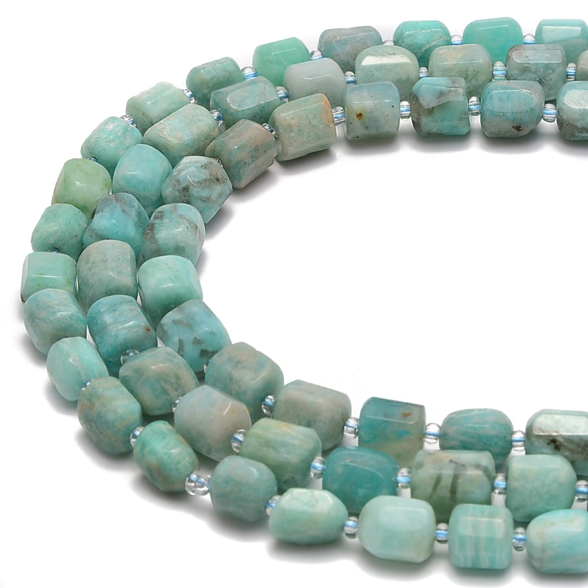 Amazonite Faceted Pebble Nugget Tube Beads Size Approx 8-10mm 15.5″ Strand