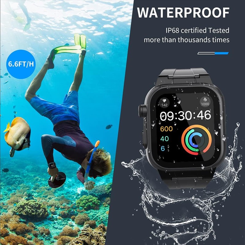 Waterproof Case With Band For Apple Watch 38/40/41/42/44/45mm &Rugged Strap IP68