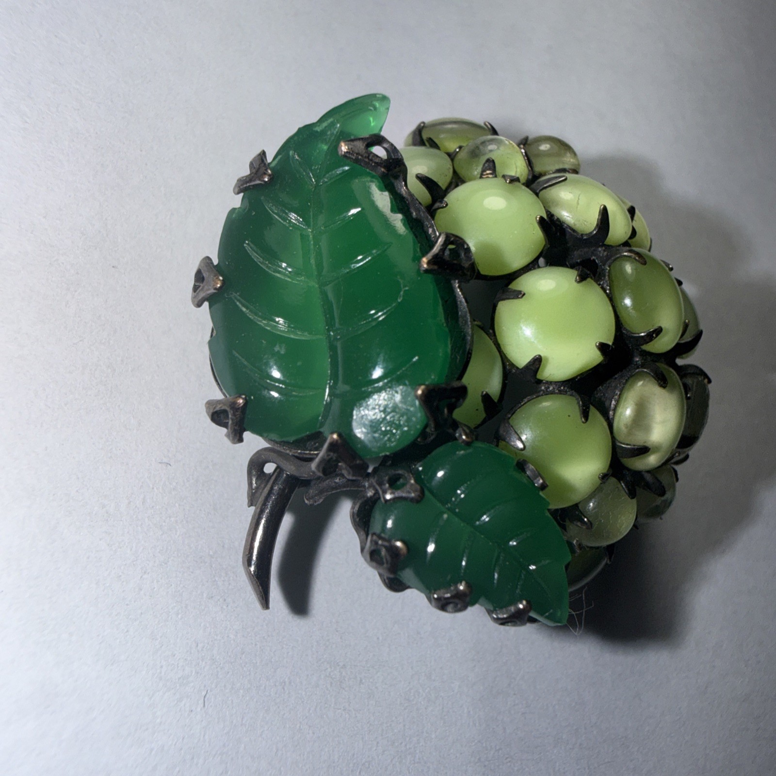 Brooch Pin Schreiner New York “Fantasy Lime” or “Green Strawberry” Unsigned Rare