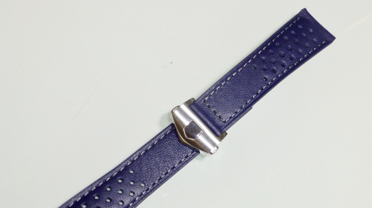 20mm, 22mm Perforated Genuine Leather Watch Band Strap with Deployment Clasp