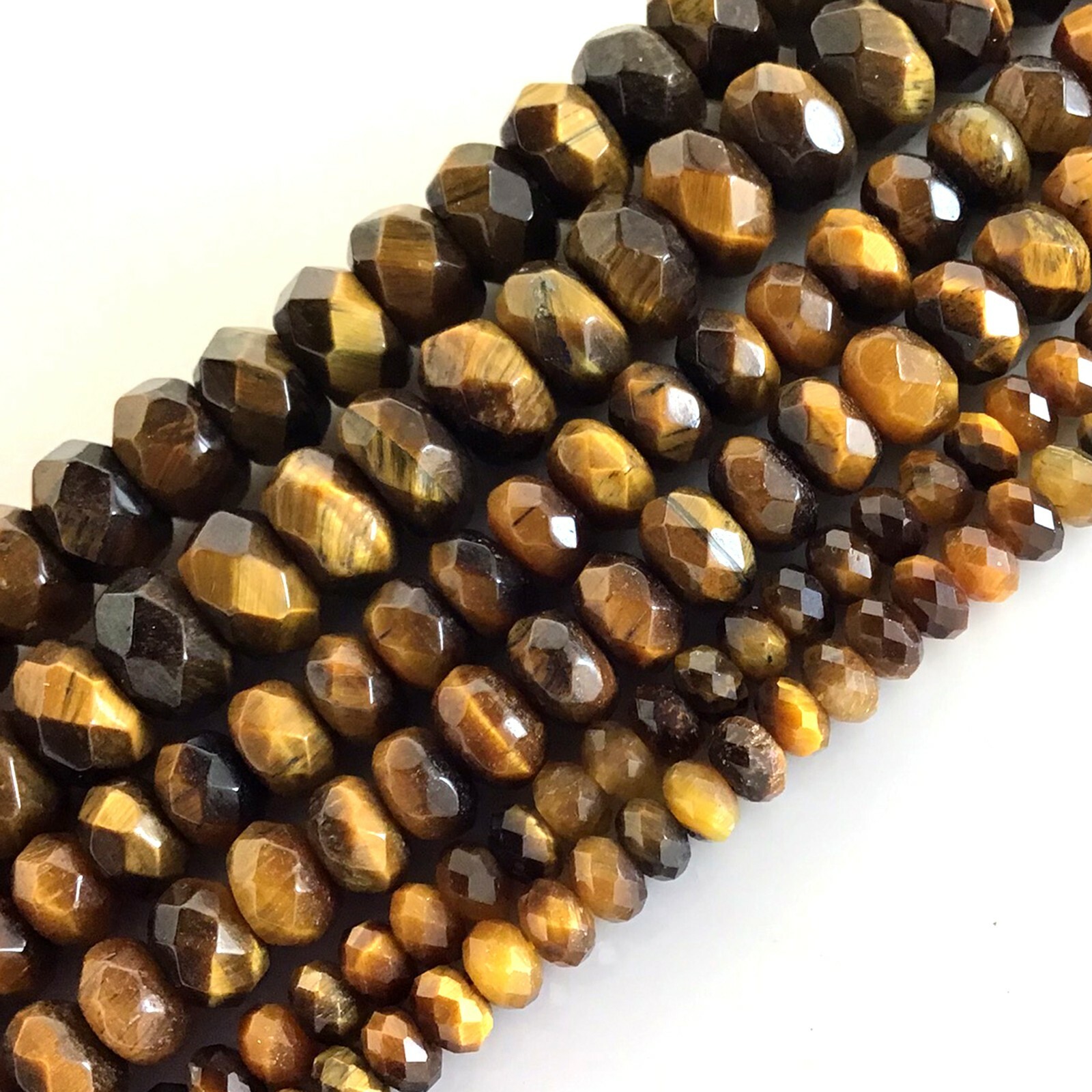 High Quality Yellow Tiger eye Faceted Rondelle Beads 15″ strand 4mm 6mm 8mm 10mm