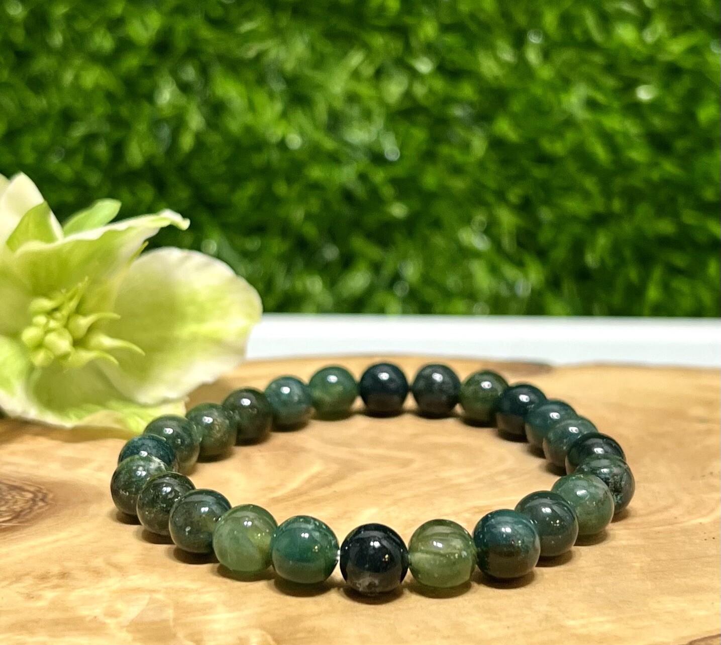 Wholesale 6 Pcs Natural Moss Agate 8mm 7.5” Crystal Bracelet Healing Energy
