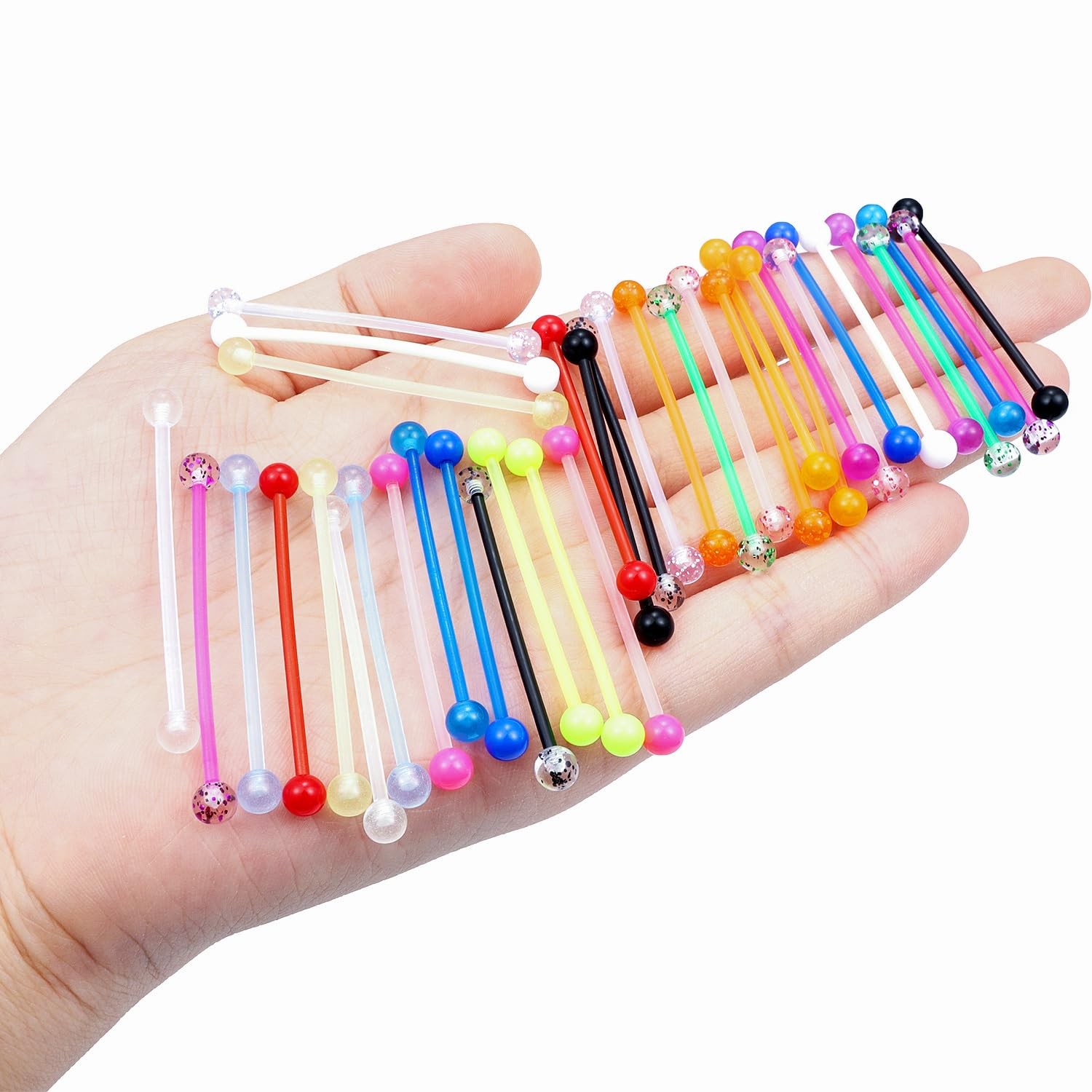 36PCS Glow in the Dark 14G Industrial Piercing Jewelry for Men Women