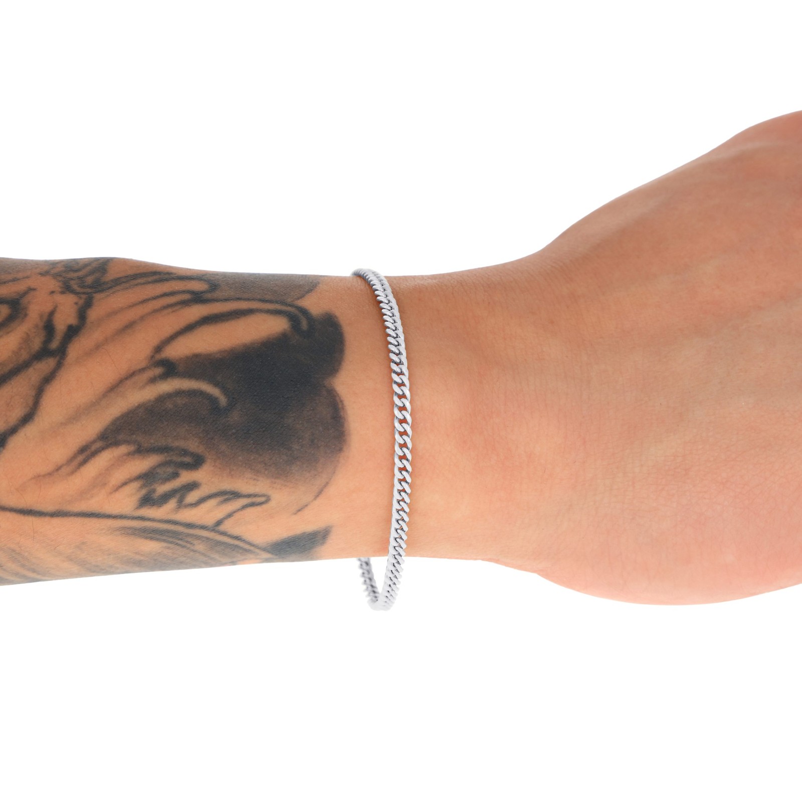 10K White Gold 3mm Miami Cuban Link Chain Bracelet Men Women 7″ 7.5″ 8″ 8.5″ 9″