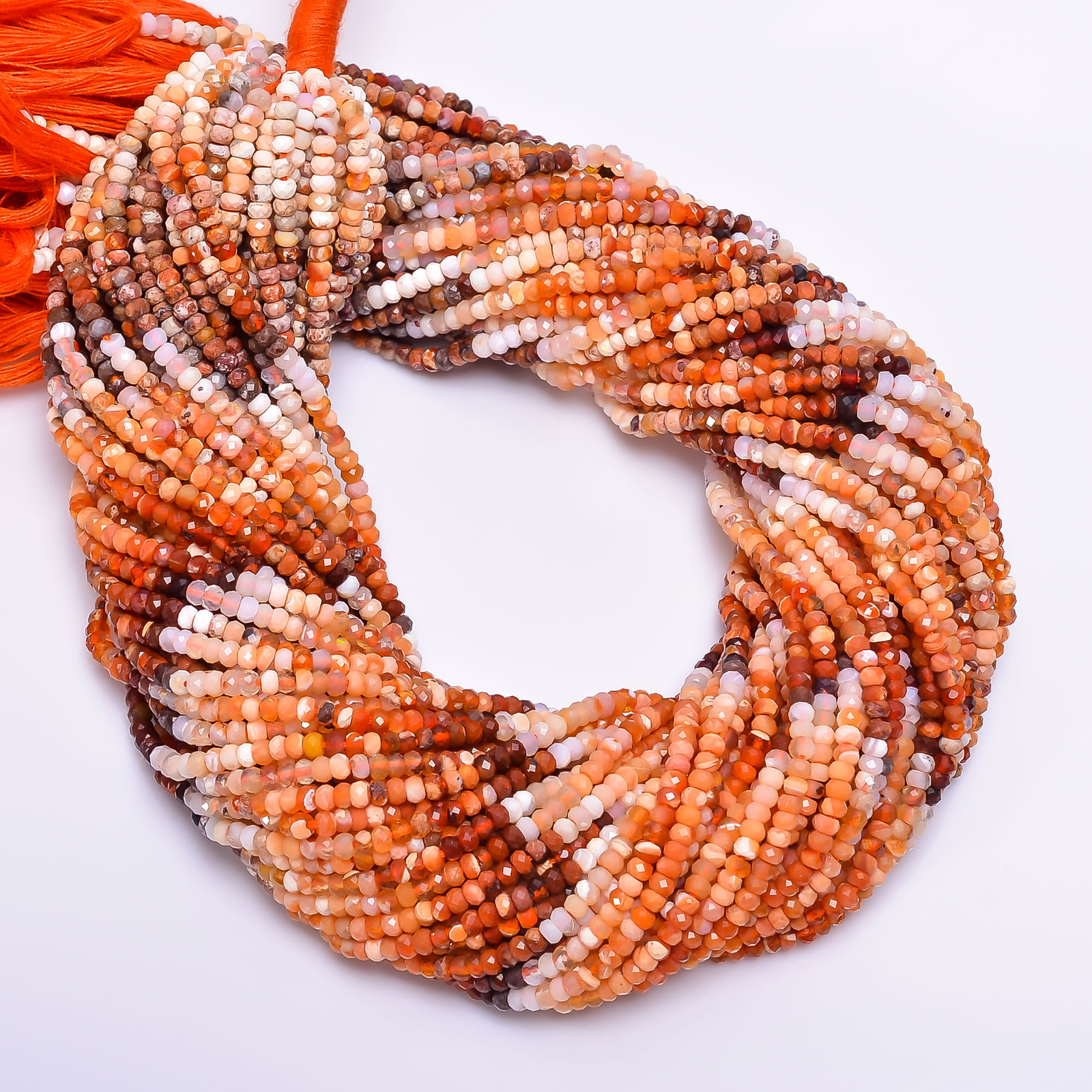 Mexican Fire Opal Gemstone Rondelle Faceted Beads 2.5X2.5 mm Strand 13″ EB-403