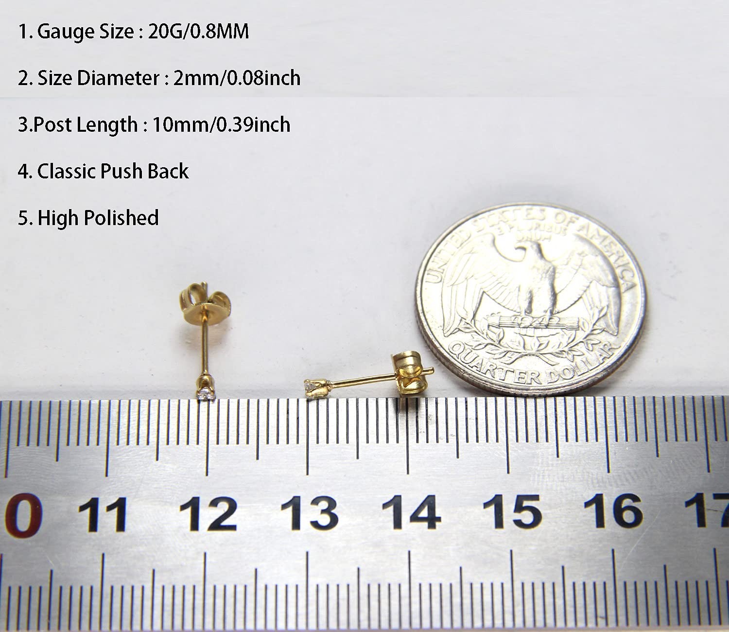 12Pcs 2MM Tiny CZ 2mm 3mm 4mm 5mm 6mm 7mm, Gold, Silver, Black, Rose Gold