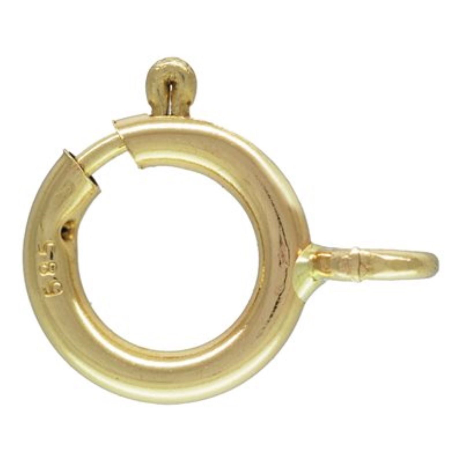 Italian Solid 14K Yellow Gold 6.0mm Spring Ring w/ Open Ring Clasp