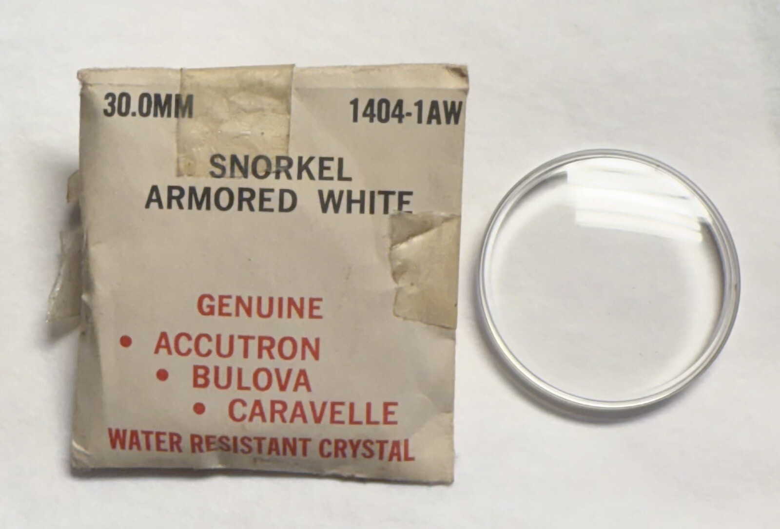 Rare NOS Vintage 30.0mm 1404-1AW Bulova Armored White Watch Crystal