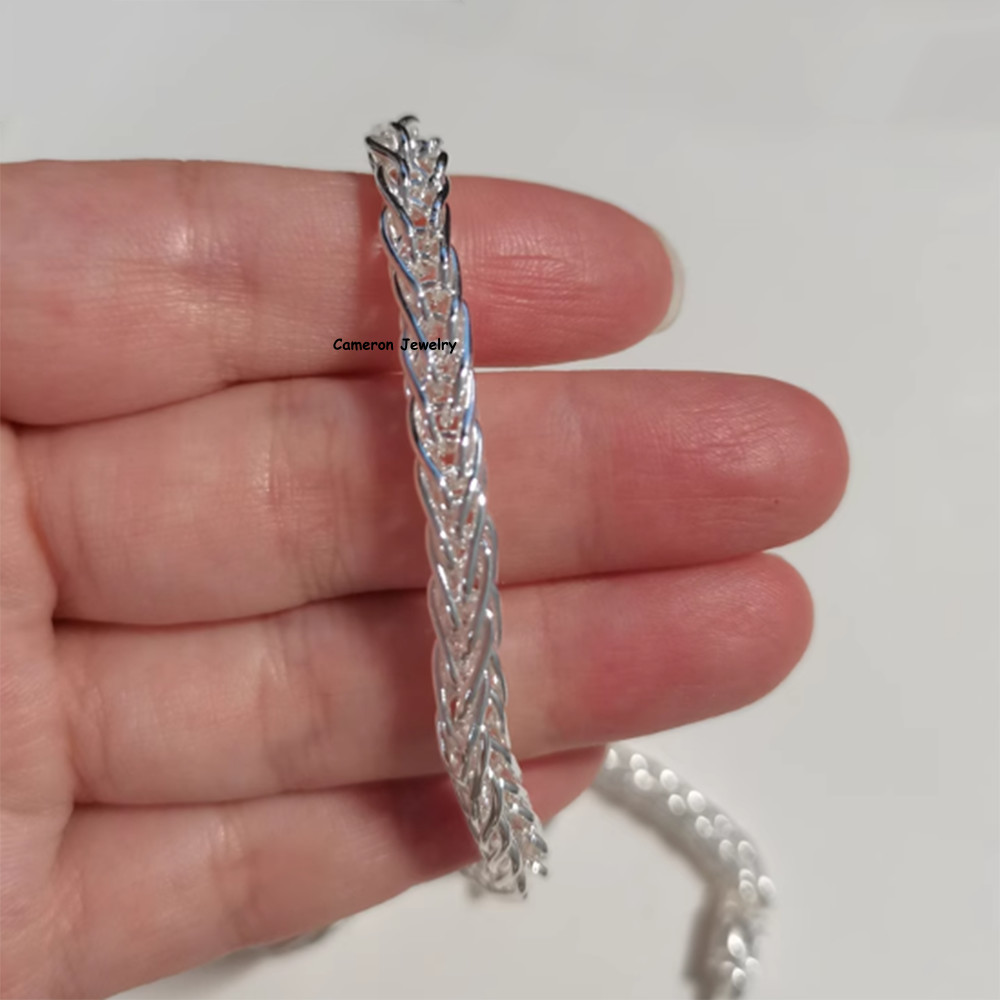 Solid S999 Fine Silver Chain Men Women 5.5mm Double Wheat Link Necklace 20-28in
