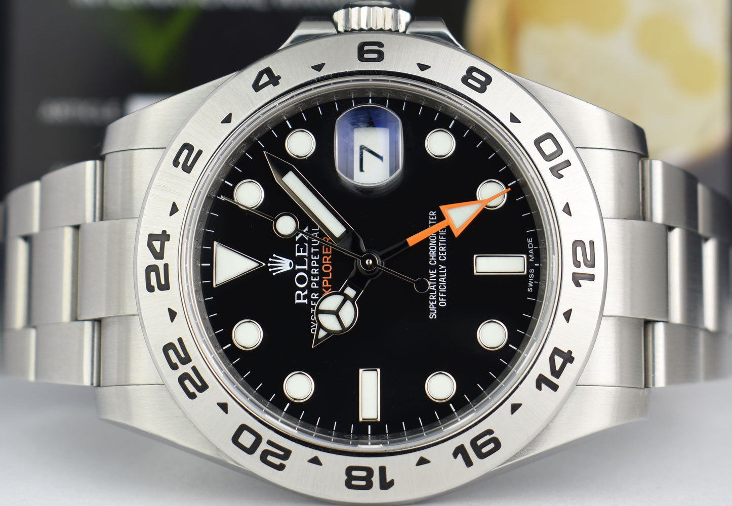 ROLEX – 42mm Stainless Explorer II Black Index CARD BOX 216570 – SANT BLANC