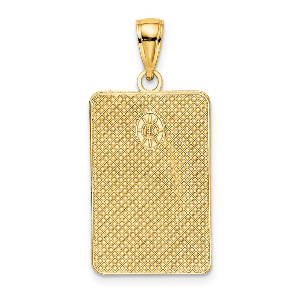 14k Yellow Gold Rectangular Charm Pendant for Women 1.82g, L-21.7 mm, W-14.2mm