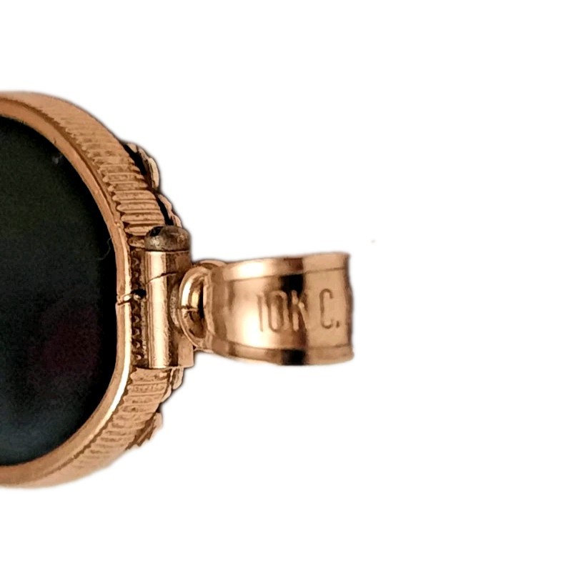 Black Hills Gold 10k Coleman Rose Onyx Bezel Pendant