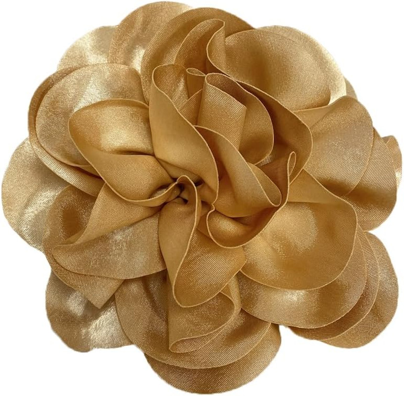 Satin Fabric Rose Flower Extra Large Big Brooches Lapel Pins Silk Camellia Overs