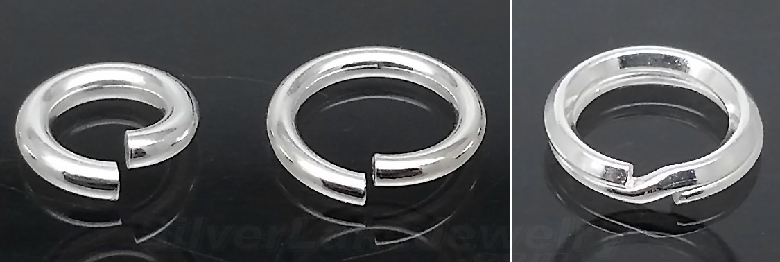 925 Solid Sterling Silver 6/7mm Open Jump Rings 7mm Split Ring Connectors 3pcs