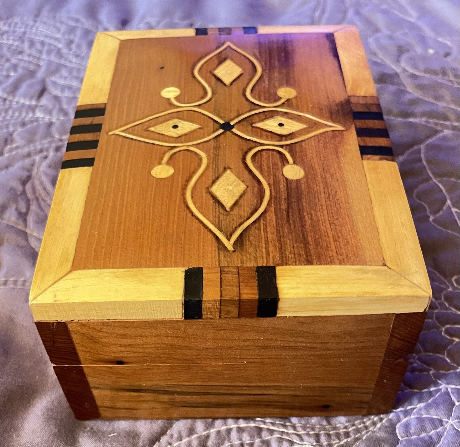 Wood Jewlery box Moroccan Handcrafted Detailed Inlayed Design 5×3.5 Inches