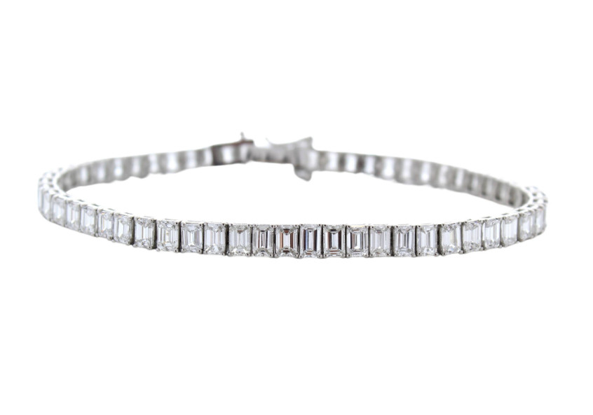 Premium Simple Tennis Style Emerald Cut 11.16CT Lab-Created Diamonds Bracelets