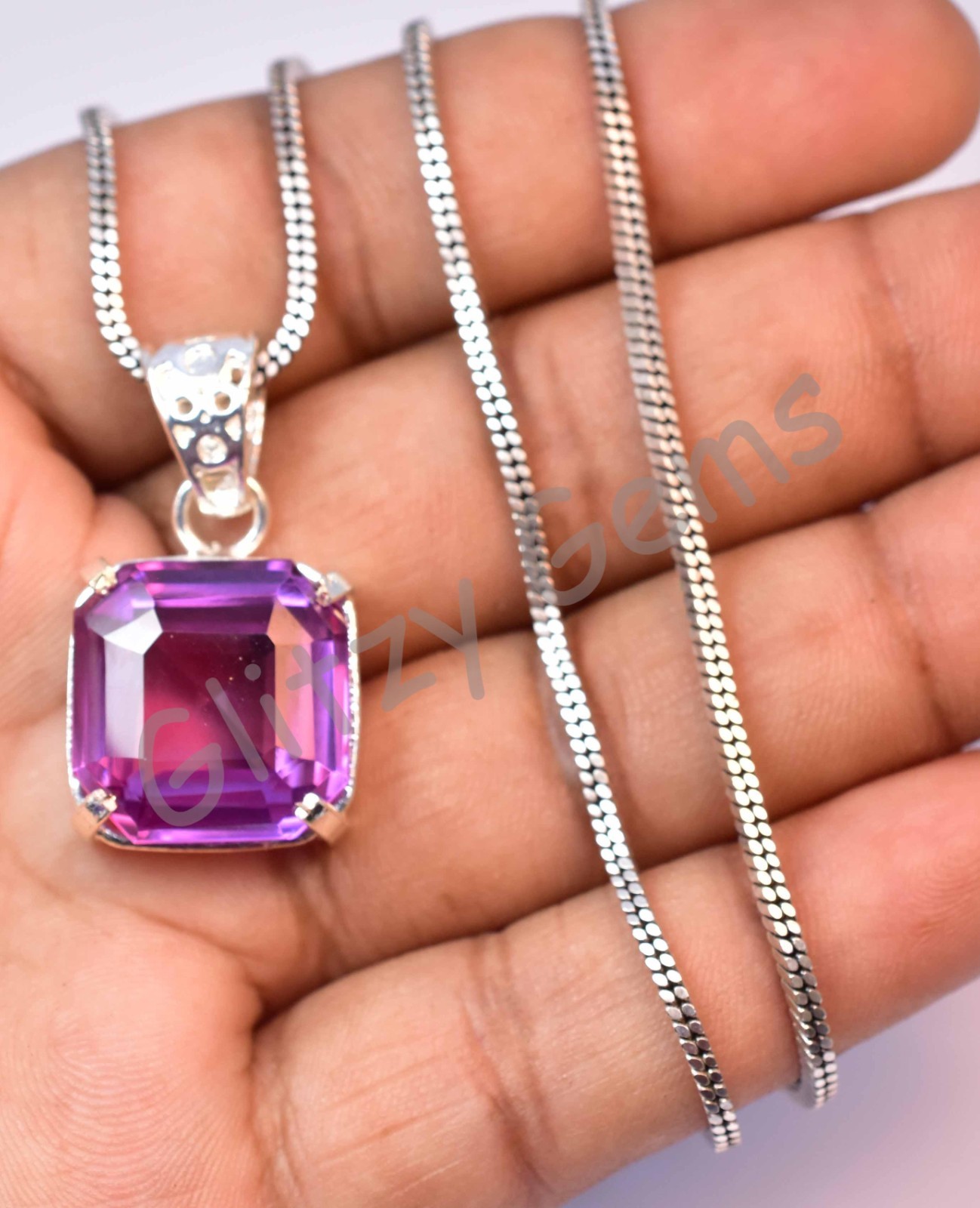 42.90 Ct Natural Boysenberry Sapphire 925 Sterling Silver Pendant Certified
