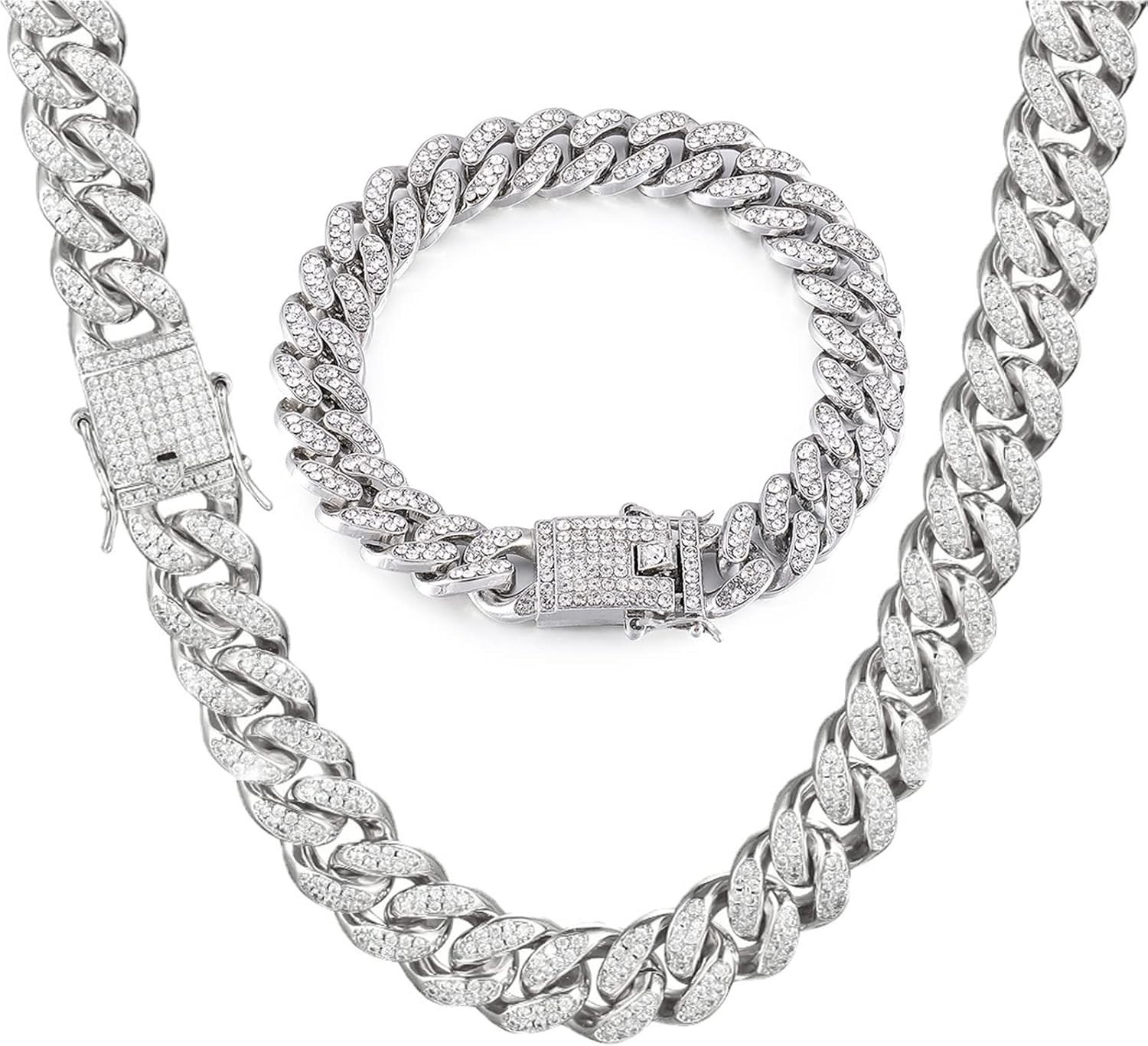 Cadenas de Titanium en Plata 925 Para Hombre Mujer Unisex Cadena Cubana Joyería