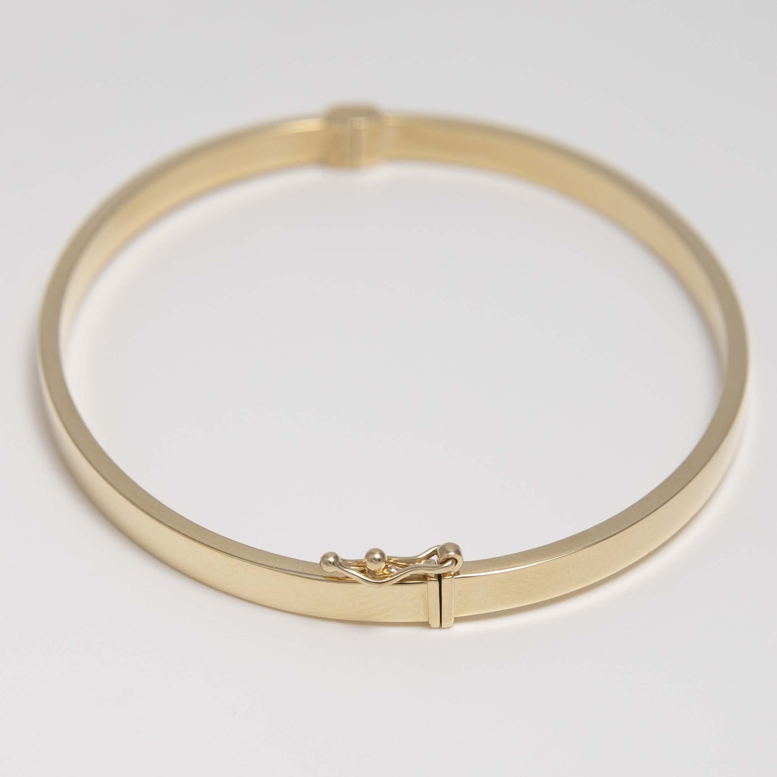 Bangle Bracelet 3mm Shiny Square Tube Real 14K Yellow Gold