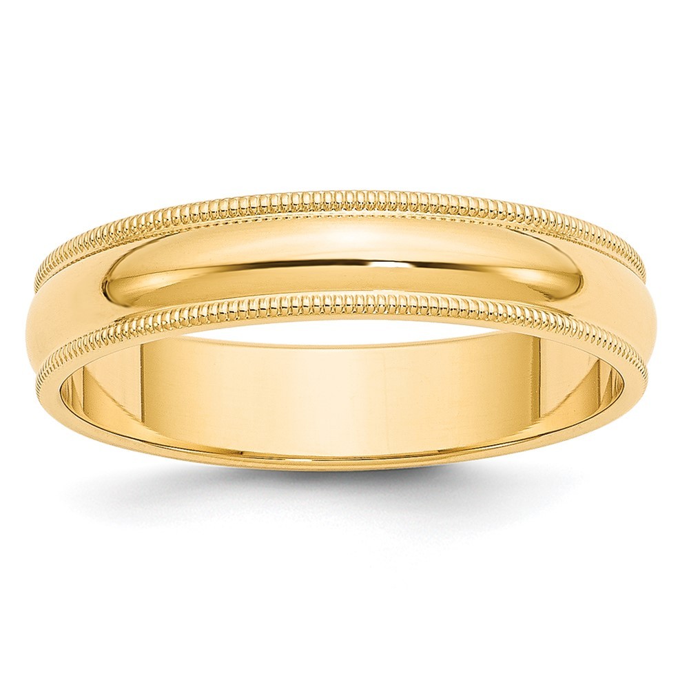 10k Yellow Gold 5mm Milgrain Half Round Wedding Band Men’s Ring Size 11