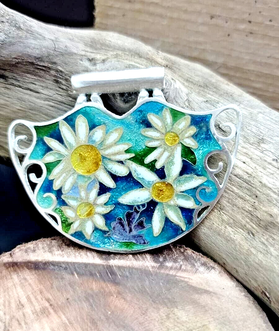 Sterling Silver handmade minankari – cloisonne enamel- Flowers