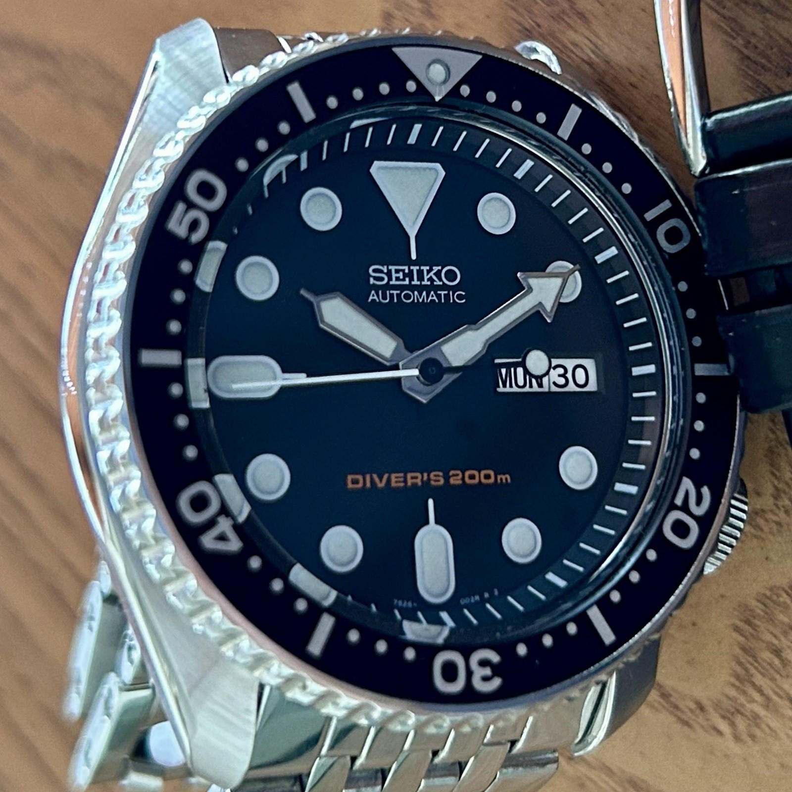 Seiko Diver SKX007 7S26-0020 w/ Steel Beads Of Rice Bracelet + PROOF OF SERVICE