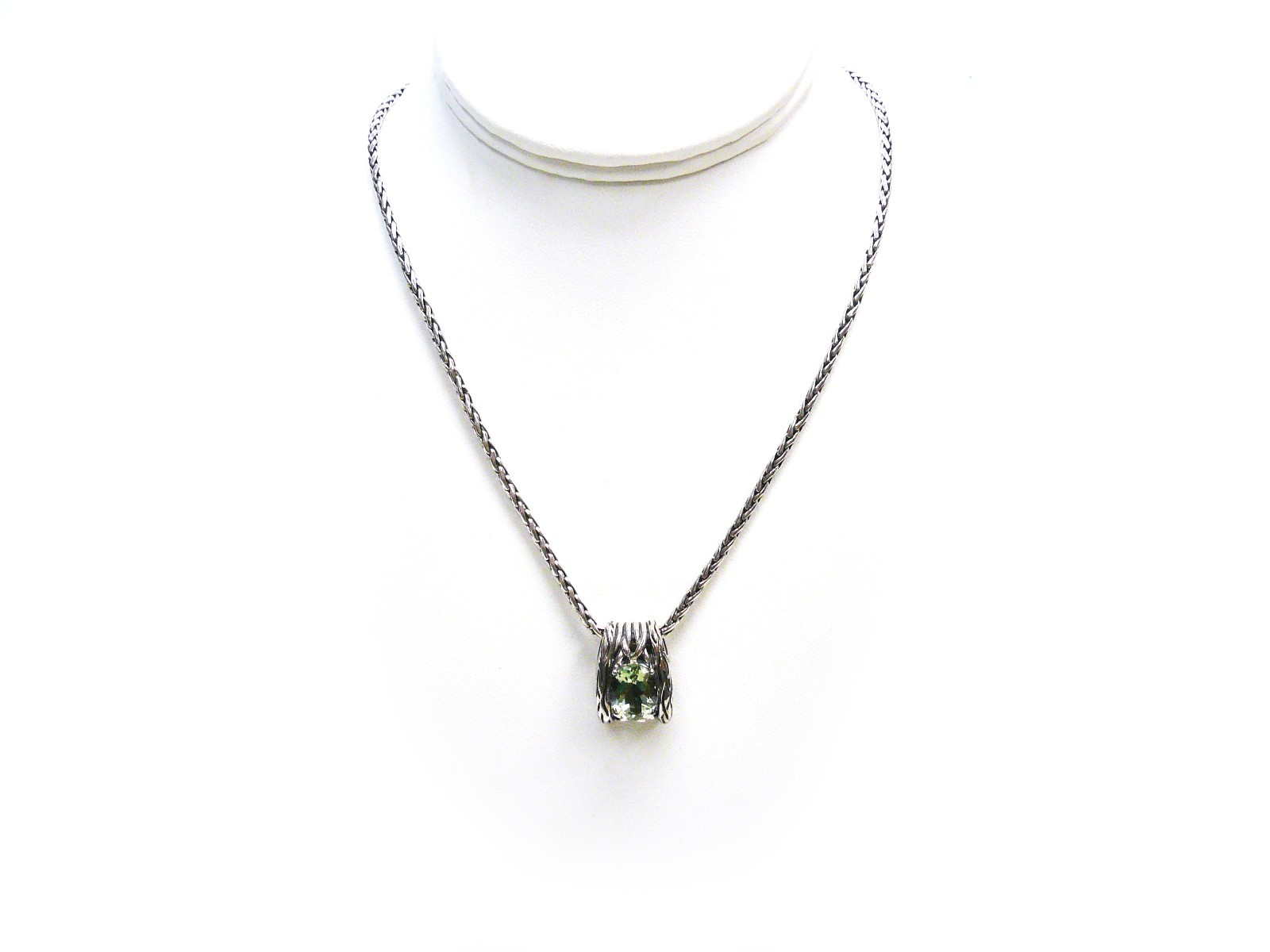 EFFY Sterling Silver Pendant Necklace Balissima Green Praesolite Gemstone