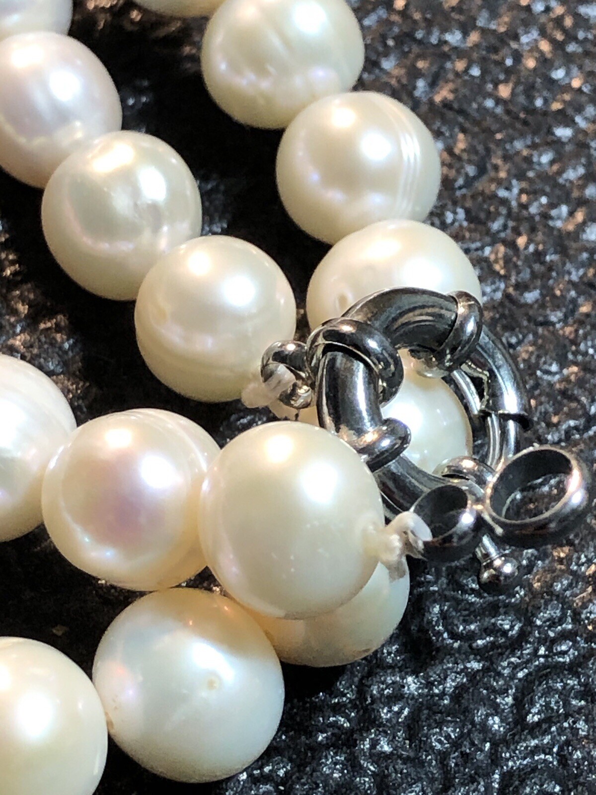 Estate 16” 8.7mm-10mm Pearl Necklace Nacre Creamy,Pink Yellow Hues Weight 44.54g
