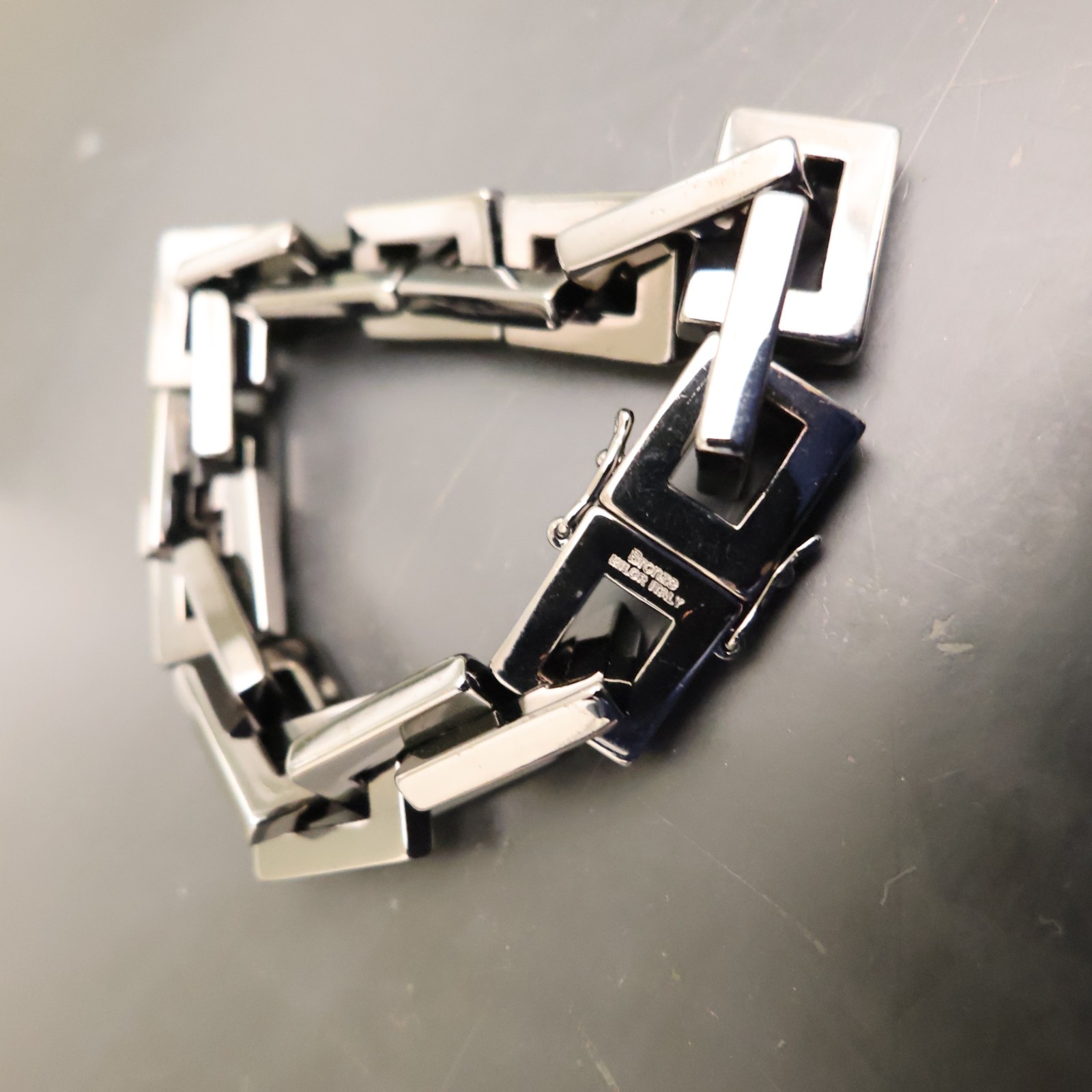 Bronzo Italia bracelet Milor status chain gunmetal rectangle links magnet 7.25in