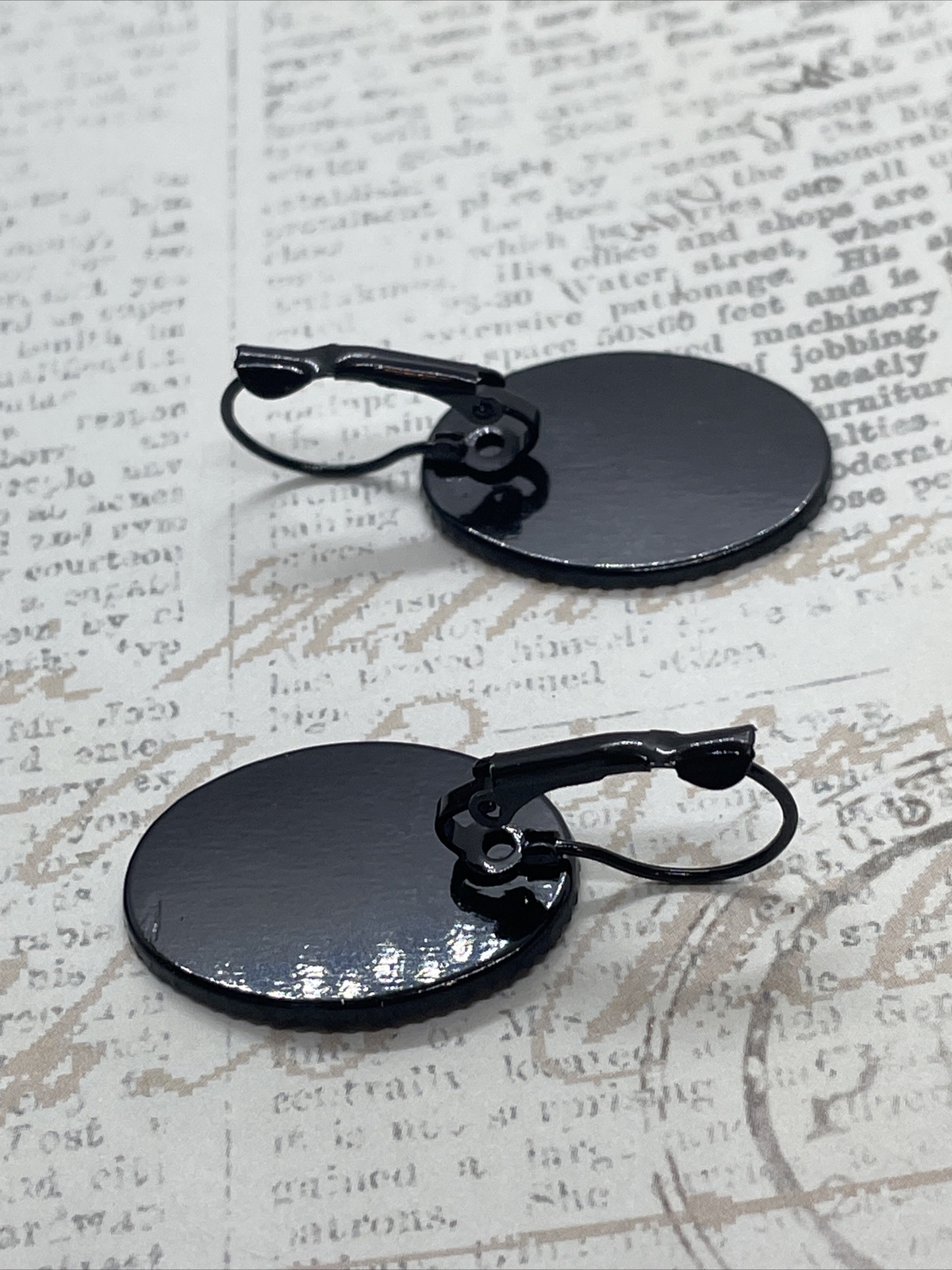 Rose Victorian Gift Wedding Cream & Black Setting Enamel Earrings Cameo Birthday