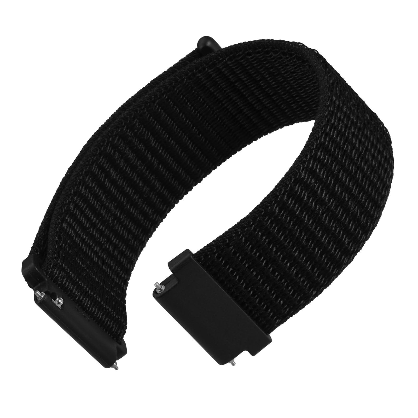 22mm Adjustable Nylon Watch Band, Quick Release Sport Loop Strap (Black)